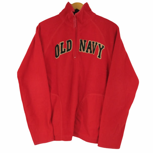 オールドネイビー OLD NAVY フロントロゴワッペン ハイネックハーフジップ フリースジャケット メンズ import:M