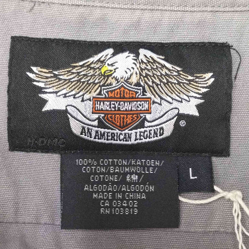 ハーレーダヴィットソン HARLEY DAVIDSON 背面 刺繍 両面プリント スリーブ カットオフ ノースリーブ ジャケット メンズ import:L