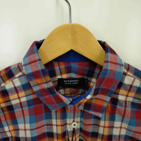 バーバリーブラックレーベル BURBERRY BLACK LABEL ロゴ刺繍 ロングスリーブチェックシャツ メンズ JPN:2