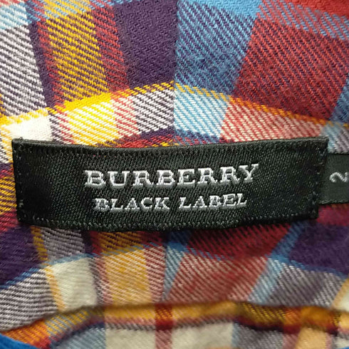 バーバリーブラックレーベル BURBERRY BLACK LABEL ロゴ刺繍 ロングスリーブチェックシャツ メンズ JPN:2