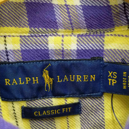 ラルフローレン RALPH LAUREN CLASSIC FIT ポニー刺繍 ロングスリーブボタンダウンチェックシャツ メンズ import:XS