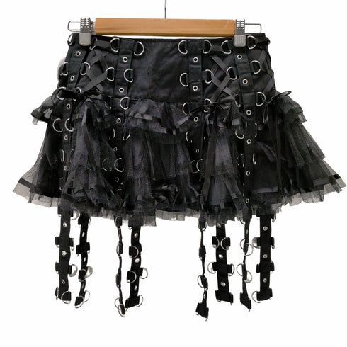 HELL BUNNY ゴスダークフリルモールゴシックメッシュミニスカート レディース JPN:XS
