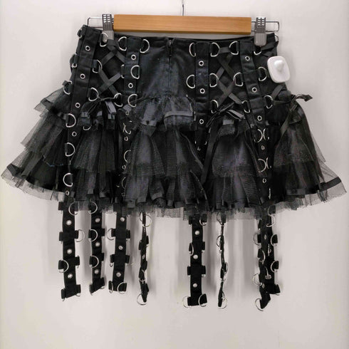 HELL BUNNY ゴスダークフリルモールゴシックメッシュミニスカート レディース JPN:XS