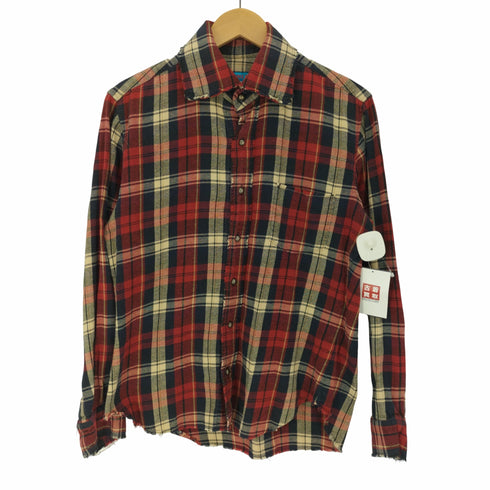 キャサリンハムネットロンドン KATHARINE HAMNETT LONDON 切りっぱなし 丸ボタン フランネス L/S シャツ メンズ import:L