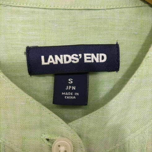 ランズエンド LANDS END ピンタック バンドカラーリネン七分丈シャツ レディース import:S