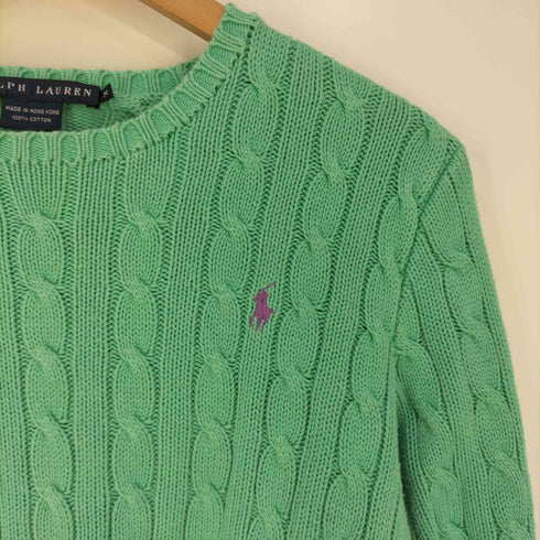 ラルフローレン RALPH LAUREN ポニー刺繍 ケーブル編み コットンニット レディース import:M