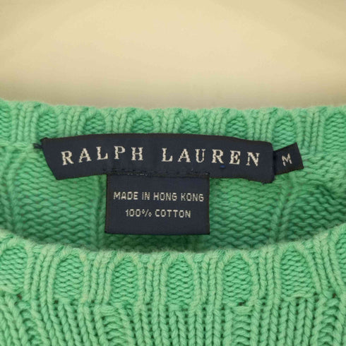 ラルフローレン RALPH LAUREN ポニー刺繍 ケーブル編み コットンニット レディース import:M