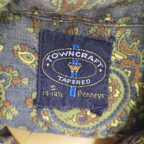 タウンクラフト TOWN CRAFT 60s 黒タグ TAPERED ペイズリー柄 ボタンダウンシャツ メンズ import:S 14-14 1/2