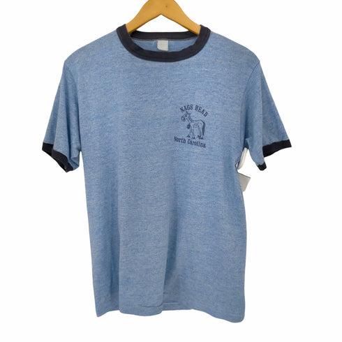 70S~80S 胸元プリントリンガーTシャツ メンズ