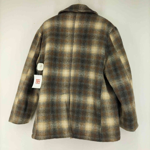 マンハッタン Manhattan 80s MADE IN USA 裏地キルティング ウールツイード チェックピーコート メンズ import:L