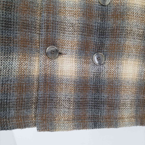 マンハッタン Manhattan 80s MADE IN USA 裏地キルティング ウールツイード チェックピーコート メンズ import:L