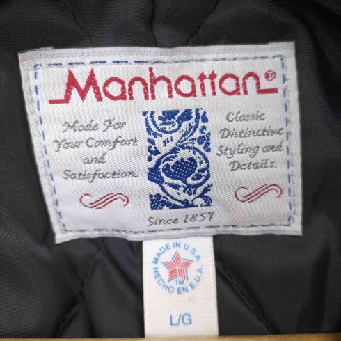 マンハッタン Manhattan 80s MADE IN USA 裏地キルティング ウールツイード チェックピーコート メンズ import:L