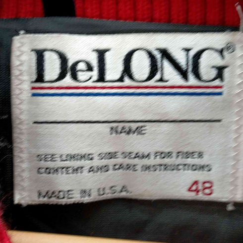 ディロング Delong USA製 インディアン NY ワッペン LOPEZチェーンステッチ レザー切替スタジャン メンズ 48