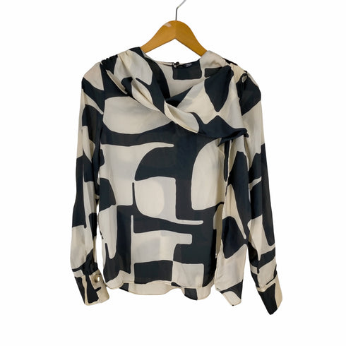 ザラ ZARA ジオメトリックプリントシャツ アシンメトリータイ レディース import:S