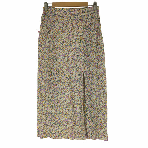 ザラ ZARA リネンレーヨン フロントスリット ボタニカルスカート レディース JPN:S