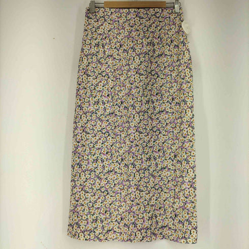 ザラ ZARA リネンレーヨン フロントスリット ボタニカルスカート レディース JPN:S