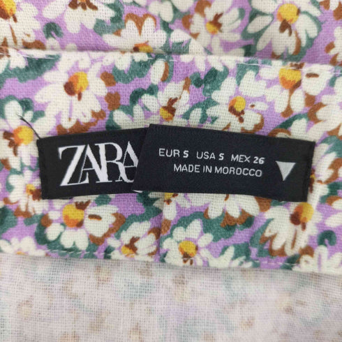ザラ ZARA リネンレーヨン フロントスリット ボタニカルスカート レディース JPN:S