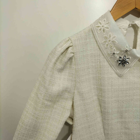 トッコクローゼット tocco closet レース襟付きバックレースアップツイードワンピース レディース JPN:M
