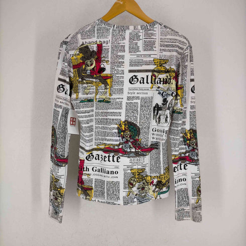 ジョンガリアーノ JOHN GALLIANO ニュースペーパー Vネック ロングスリーブカットソー メンズ import:M