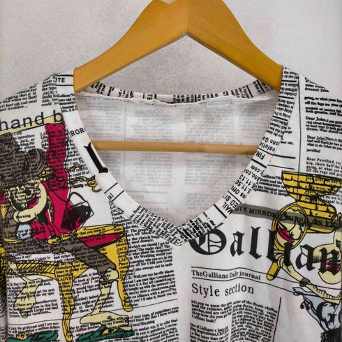 ジョンガリアーノ JOHN GALLIANO ニュースペーパー Vネック ロングスリーブカットソー メンズ import:M