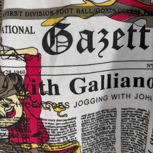 ジョンガリアーノ JOHN GALLIANO ニュースペーパー Vネック ロングスリーブカットソー メンズ import:M
