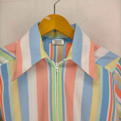 70s~ Terry マルチストライプポリジップアップブルゾン ロケットTALON メンズ