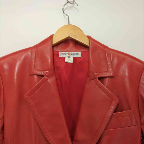 イブサンローランプールオム Yves Saint Laurent Pour Homme 80~90s フランス製 シープレザーシングルテーラードジャケット レディース FR:36