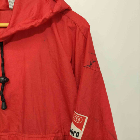 マルボロ Marlboro 80~90s メタリックレッド アノラックパーカー リップストップ 裾ドローコード メンズ import:L