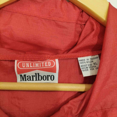 マルボロ Marlboro 80~90s メタリックレッド アノラックパーカー リップストップ 裾ドローコード メンズ import:L