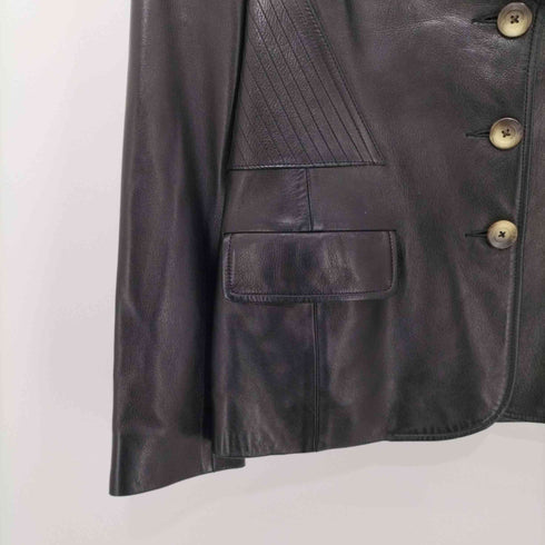 ソニアリキエル SONIA RYKIEL シープレザーシングル テーラードジャケット 模様切替 レディース