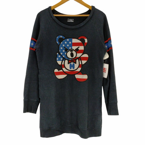 ヒステリックグラマー HYSTERIC GLAMOUR BEAR FLAG ラグランスウェット レディース FREE