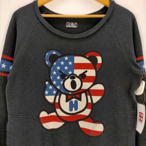 ヒステリックグラマー HYSTERIC GLAMOUR BEAR FLAG ラグランスウェット レディース FREE