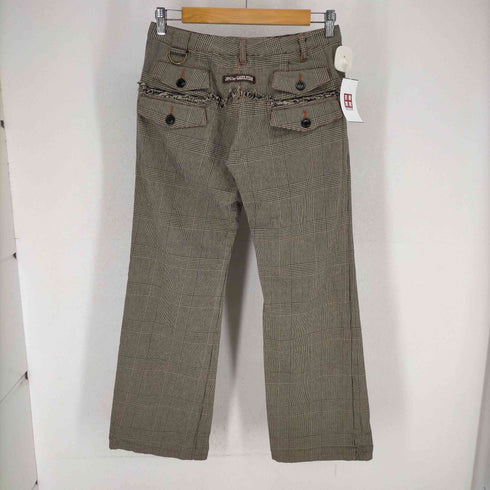 ジページェ バイ ジャンポールゴルチエ JPG by GAULTIER 90S ウエストカットオフデザイングレンチェックフレアパンツ レディース JPN:40