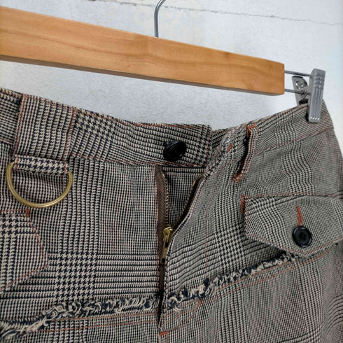 ジページェ バイ ジャンポールゴルチエ JPG by GAULTIER 90S ウエストカットオフデザイングレンチェックフレアパンツ レディース JPN:40