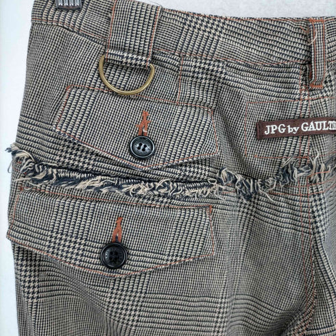 ジページェ バイ ジャンポールゴルチエ JPG by GAULTIER 90S ウエストカットオフデザイングレンチェックフレアパンツ レディース JPN:40