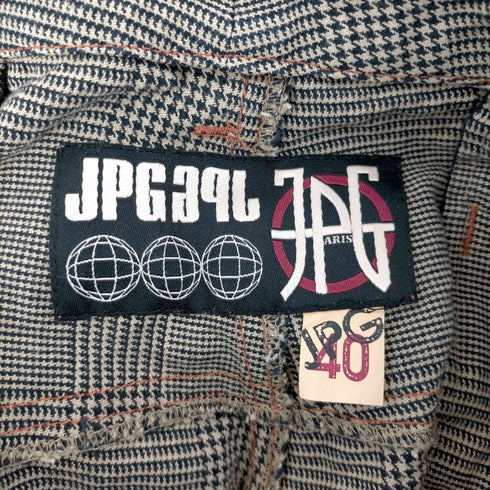 ジページェ バイ ジャンポールゴルチエ JPG by GAULTIER 90S ウエストカットオフデザイングレンチェックフレアパンツ レディース JPN:40