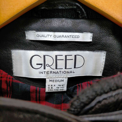 グリードインターナショナル GREED International 裏地チェック レザーブルゾン レディース JPN:M