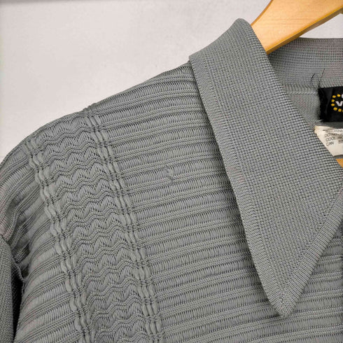 virany 70s MADE IN ITALY 編みデザインニットポロシャツ メンズ JPN:L