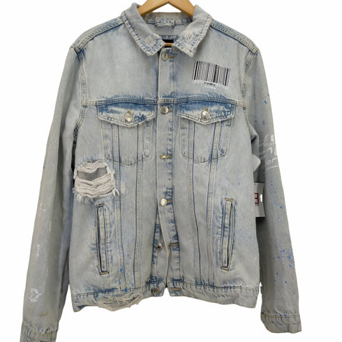 ザラ ZARA ペイントクラッシュデニムジャケット メンズ JPN:M