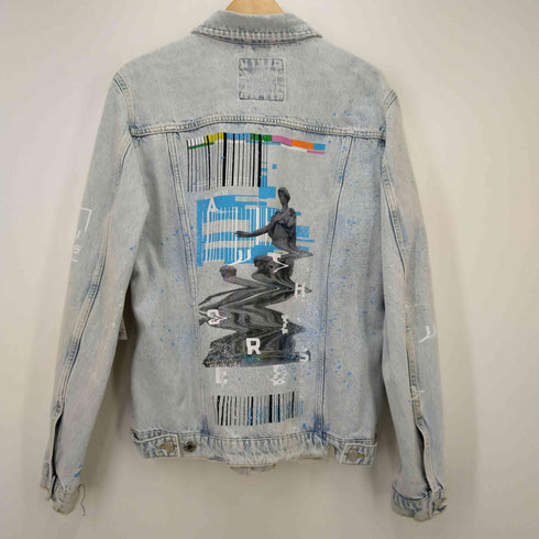 ザラ ZARA ペイントクラッシュデニムジャケット メンズ JPN:M