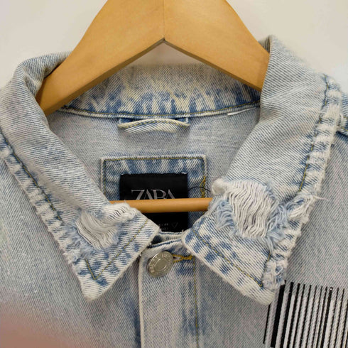 ザラ ZARA ペイントクラッシュデニムジャケット メンズ JPN:M