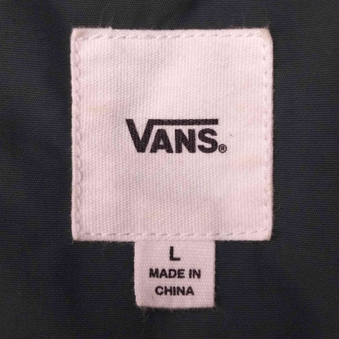 バンズ VANS 裏地 キルティング 中綿 ジップアップ バック ロゴ 刺繍ナイロン ジャケット メンズ import:L
