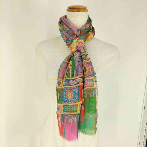エトロ ETRO イタリア製 総柄 シルクスカーフ レディース