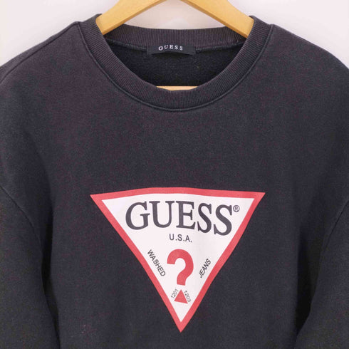 ゲス GUESS トライアングルロゴプリント クルーネックスウェット メンズ JPN:L