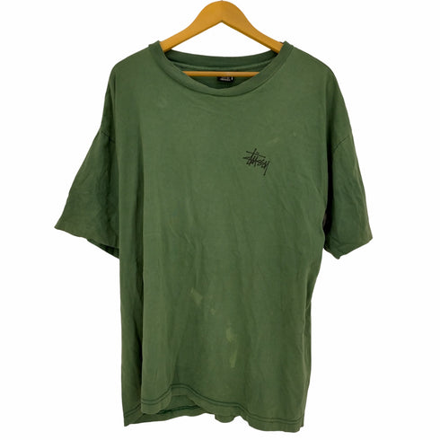 ステューシー Stussy 80-90s OLD USA製 黒タグ レジスター付 両面プリント クルーネックTシャツ メンズ import:XL