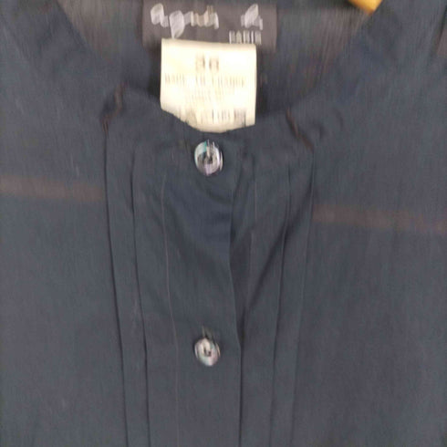 アニエスベー agnes b. PARIS フランス製 ノーカラー シア 長袖シャツ レディース FR:36