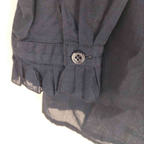 アニエスベー agnes b. PARIS フランス製 ノーカラー シア 長袖シャツ レディース FR:36