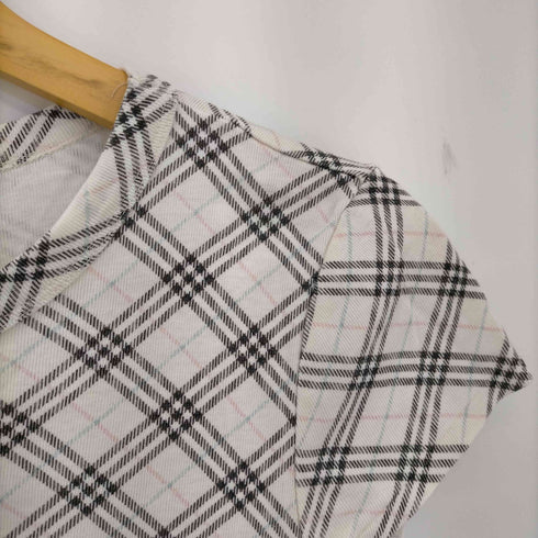 バーバリーブルーレーベル BURBERRY BLUE LABEL ワンポイント刺繍 チェック 半袖カットソー レディース 38