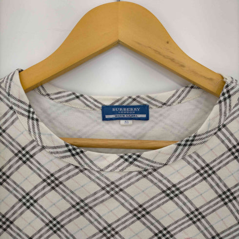 バーバリーブルーレーベル BURBERRY BLUE LABEL ワンポイント刺繍 チェック 半袖カットソー レディース 38
