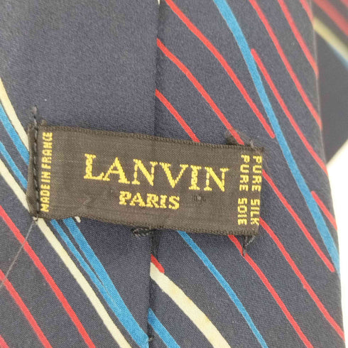 ランバン パリ LANVIN PARIS マルチカラー 斜めストライプ シルク ネクタイ メンズ